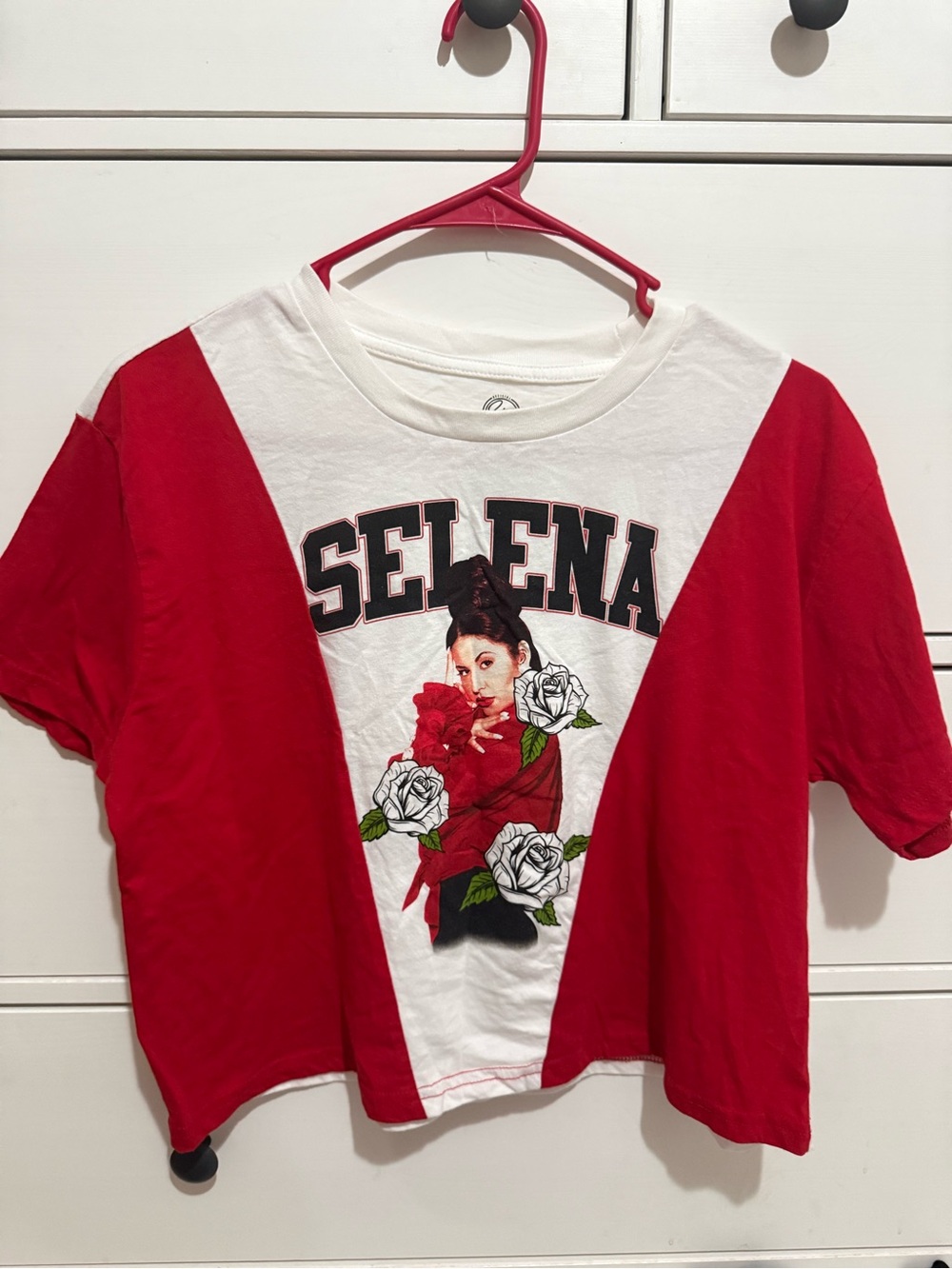 Graphic Selena Tee - Red and White Women’s Top